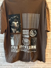 ROMWE MOON MOON MOON Men Size L Brown Double-Sided T-Shirt