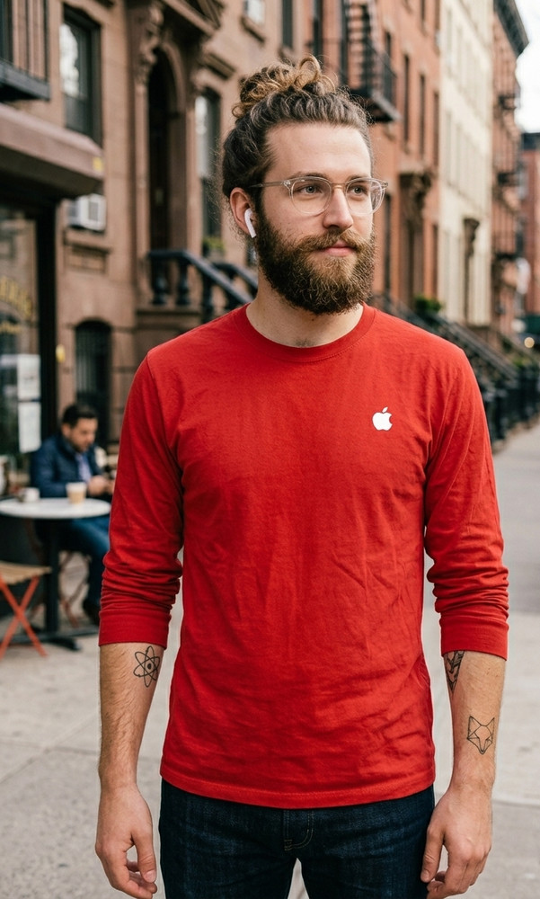Apple Store Red Employee Long Sleeve Shirt Men’s Size LARGE