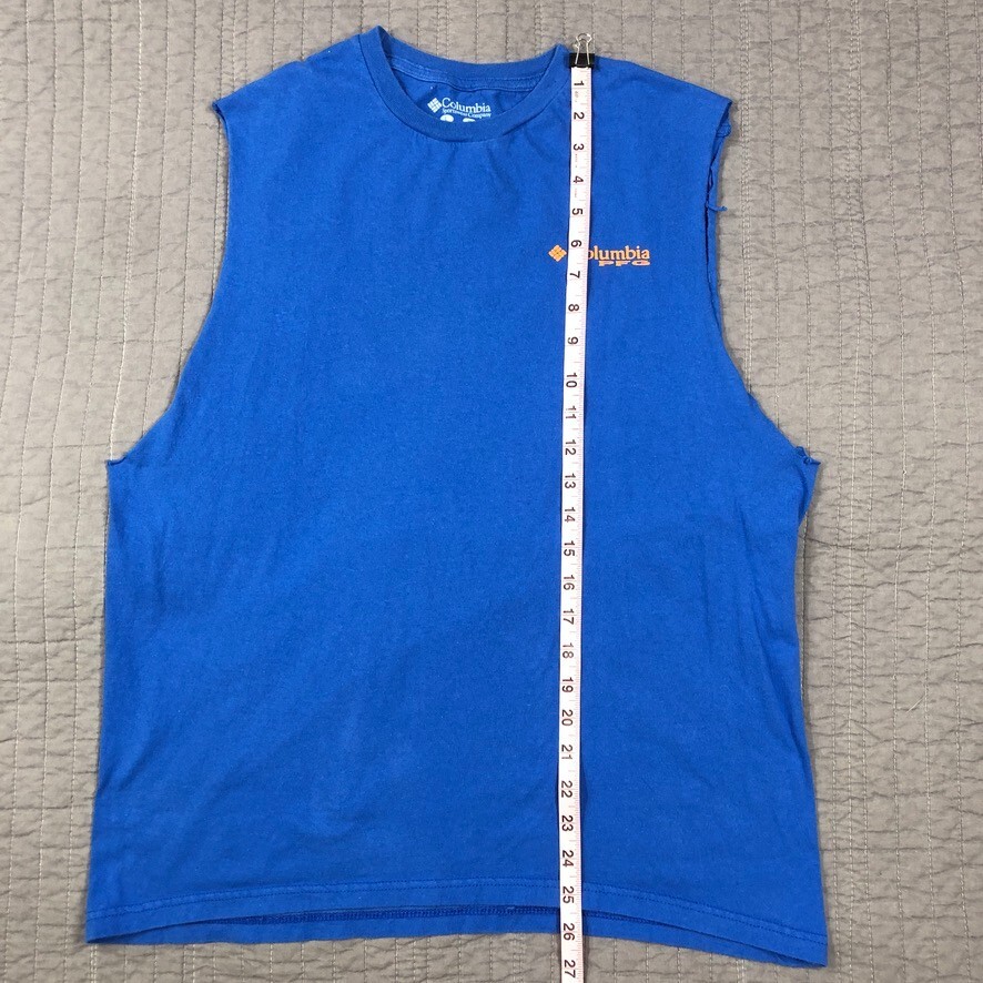 Columbia T Shirt Men Large Blue PFG Graphic Logo Fishing Gear Muscle Sleeveless gallery