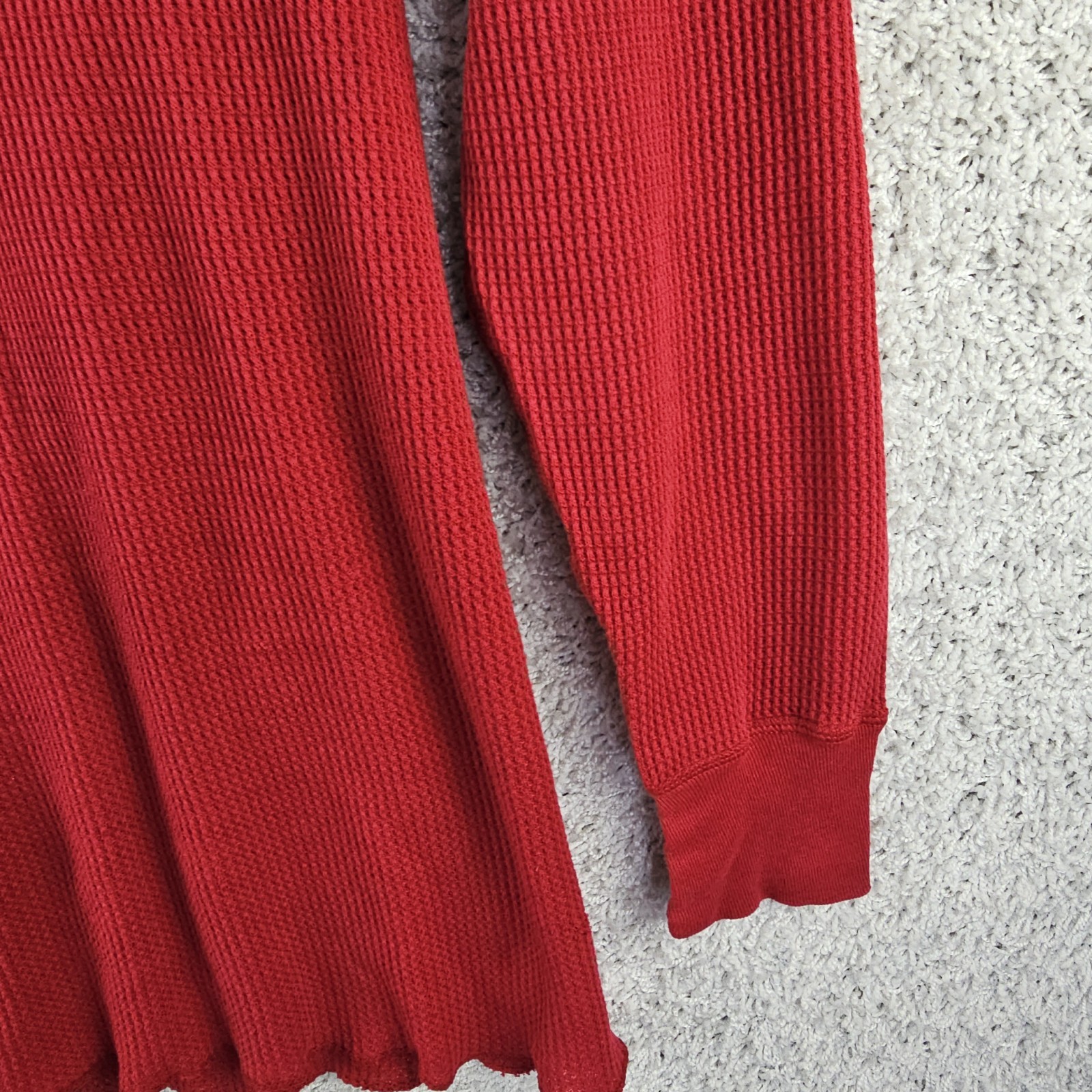 Vintage Greatland Thermal Red Polycotton Waffle Knit Shirt Men's XL 90s Made USA gallery