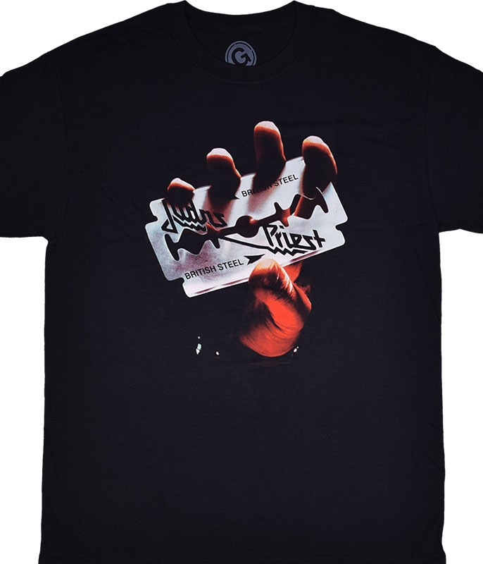 Judas Priest British Steel Black T-Shirt Liquid Blue gallery