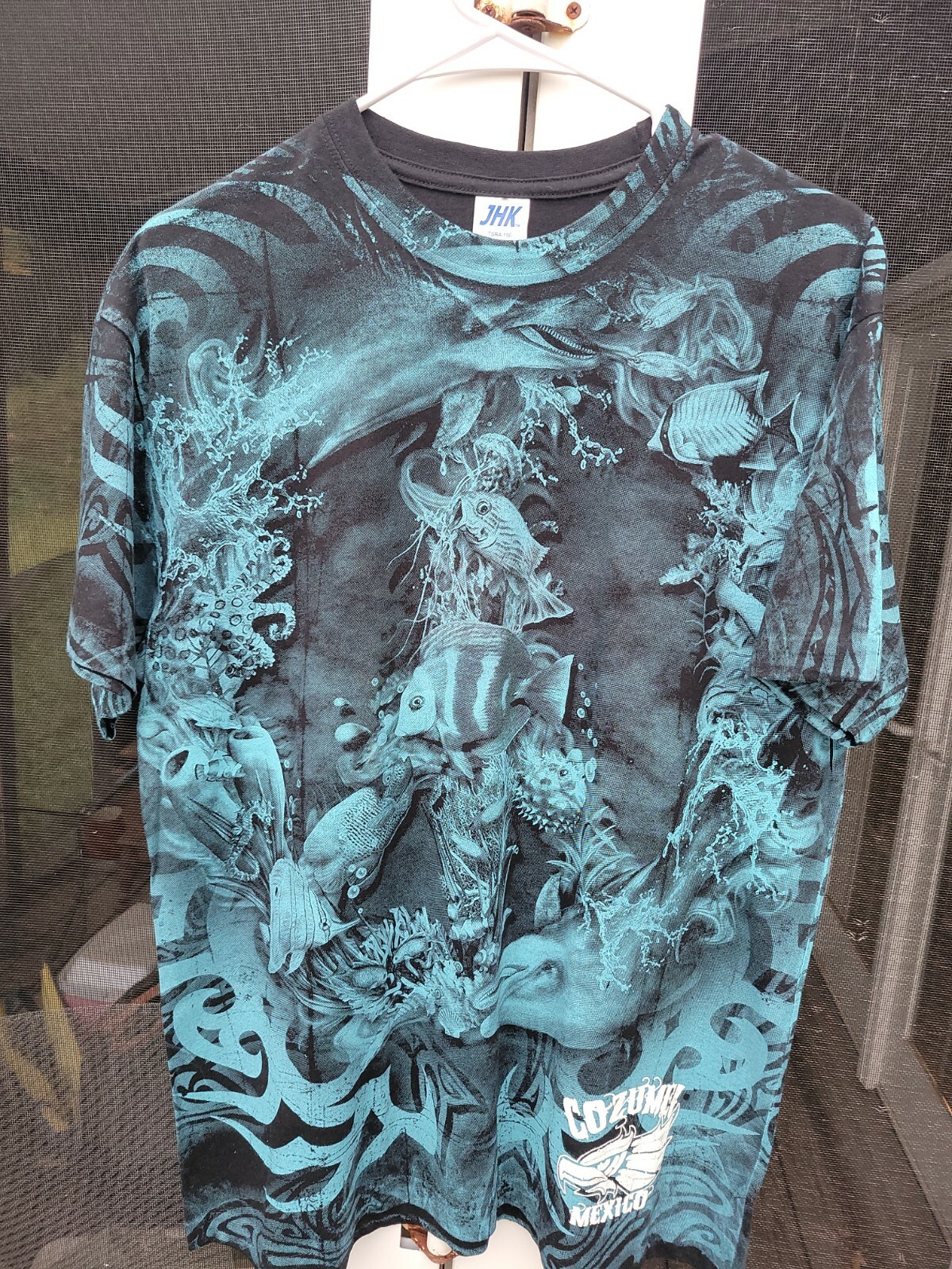 Vintage 90s All Over Print AOP Tropical Fish Cozumel T Shirt Outdoors Nature M L gallery