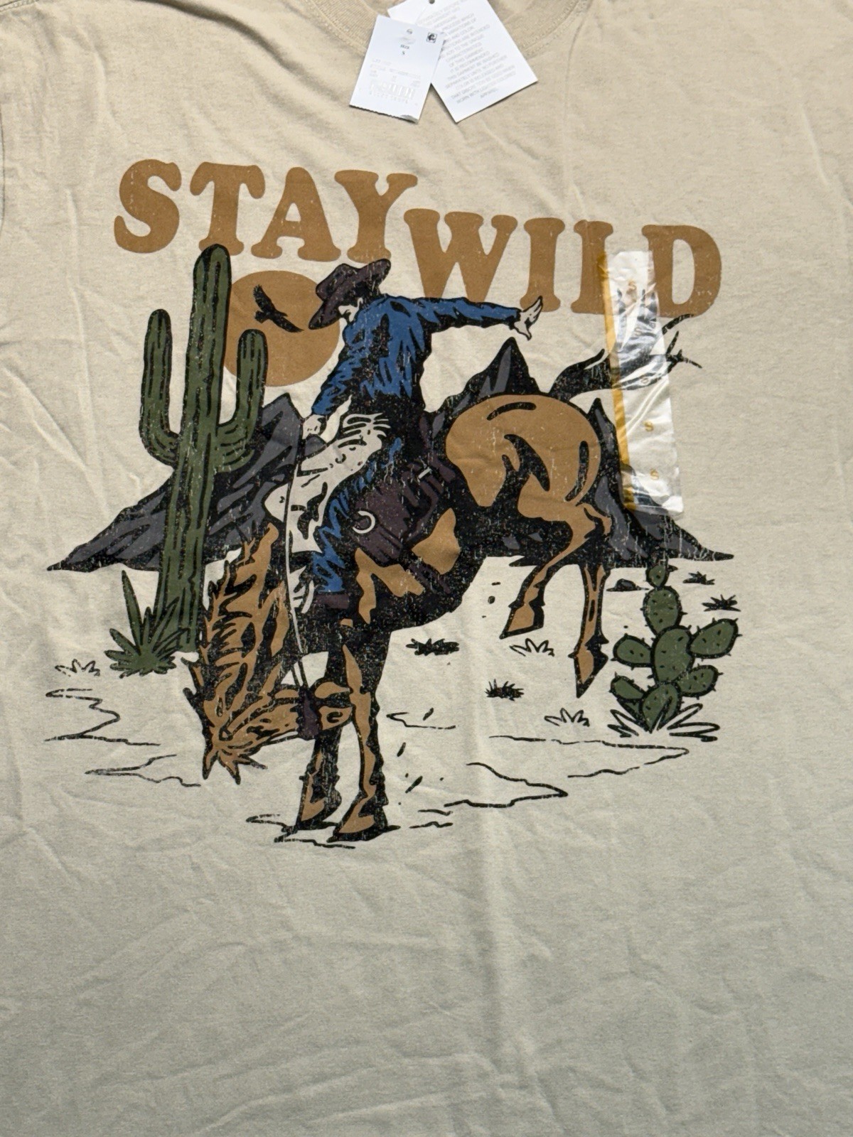 Goodie Two Sleeves Tee Shirt Men’s Small Stay Wild Southwestern Cowboy Rodeo NEW gallery