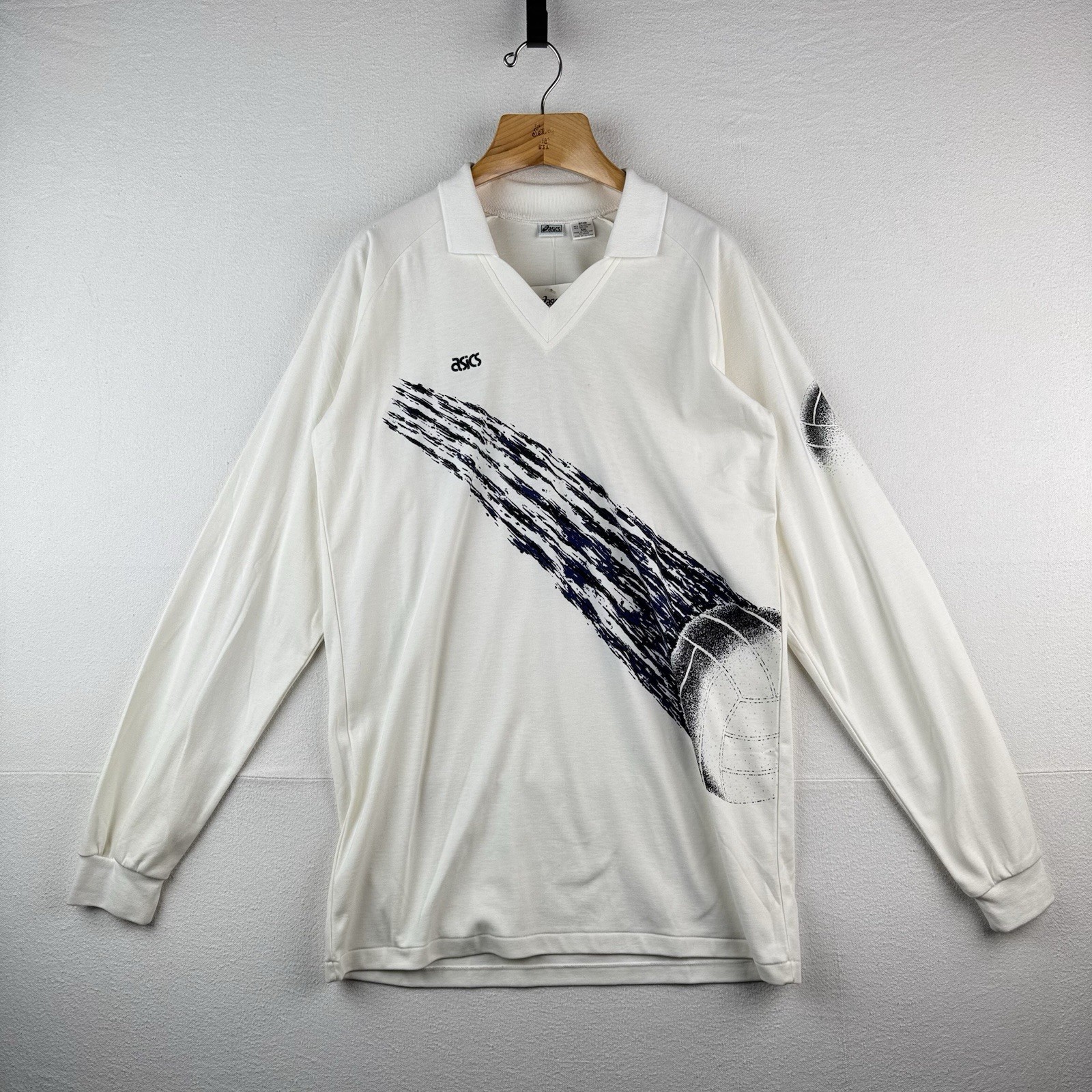 90’s Vintage ASICS Mens 2XL Volleyball Long Sleeve Collar V-Neck New Deadstock gallery