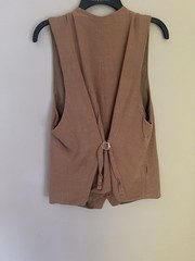 BOHO Wehilion Brown Button Front Adjustable Back Strap Vest M Casual
