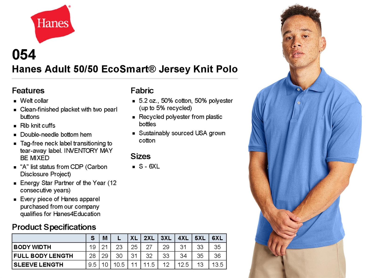 Hanes Golf Tee Blended Jersey Sport Shirt Mens Polo golf shirt from S-XL R-54 gallery