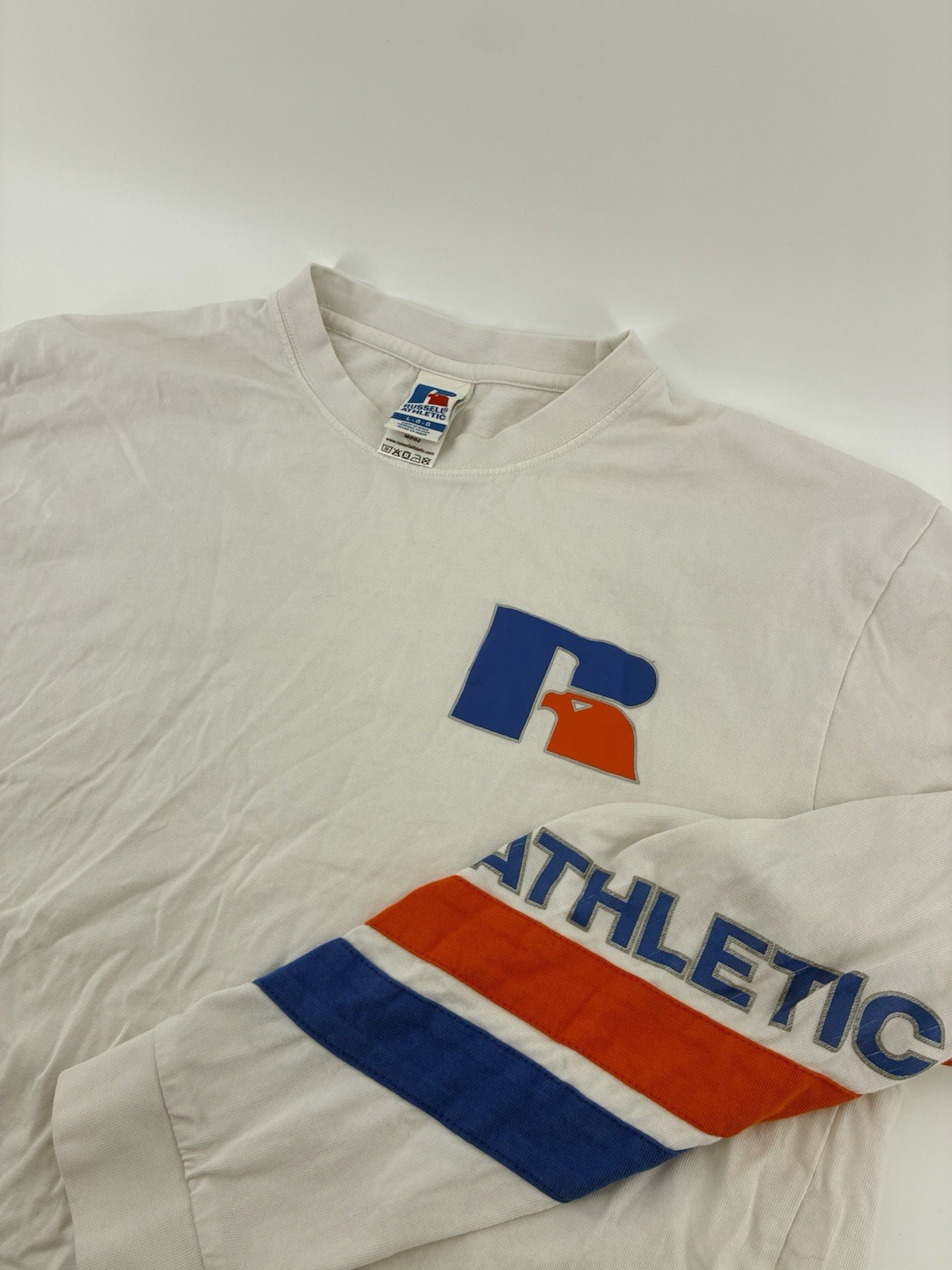 VNTG Y2K Russell Athletic Heritage Antonio Long Sleeve 100% Cotton T-Shirt Large gallery