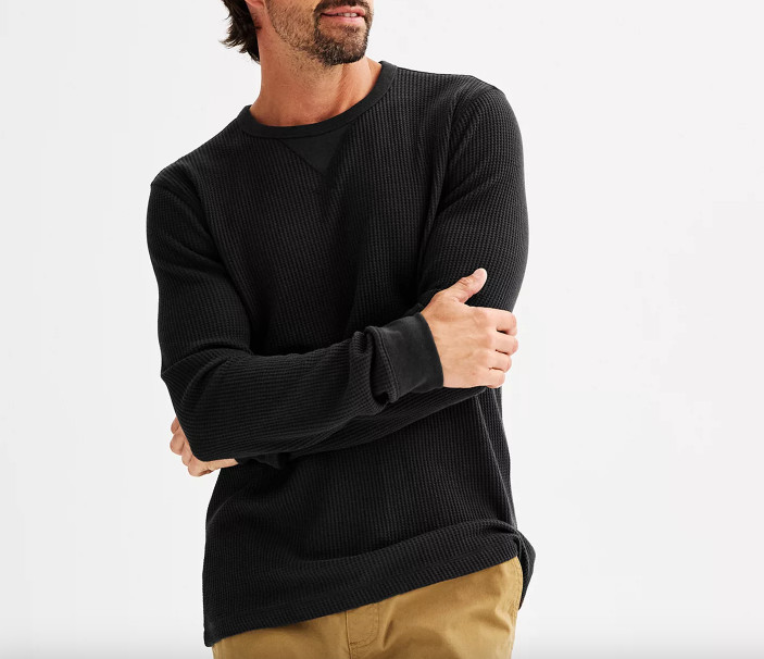 SONOMA Mens Waffle Thermal Crewneck L/S T-SHIRT M L XL 2XL (8 Colors) NWT gallery