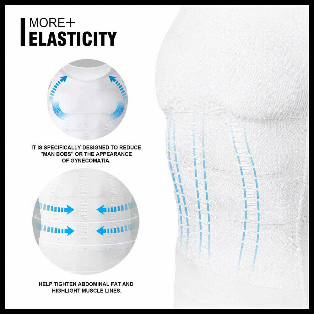 Men Compression Body Shaper Summer Cooling T-Shirt Slimming Vest Gym Tank Top US gallery
