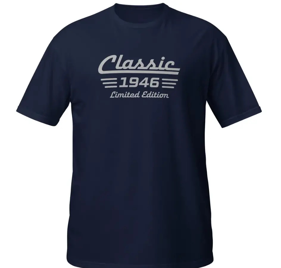 80th Birthday Shirt Born in 1946, Classic Car Limited Edition Cotton Tee for Men gallery