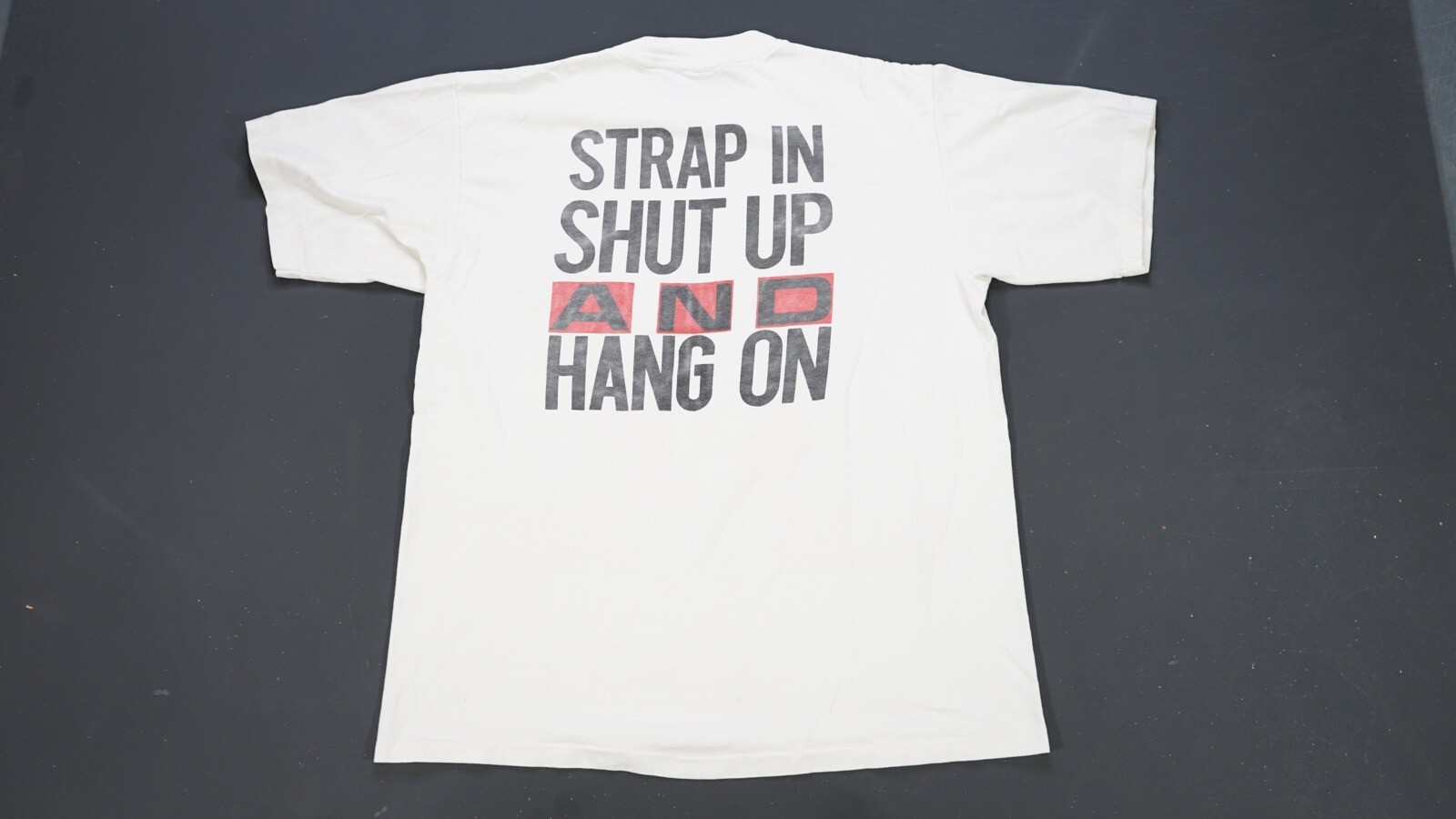 Rare VTG Accurate Graphic Industries Strap In Shut Up and Hang On T Shirt 90s XL gallery