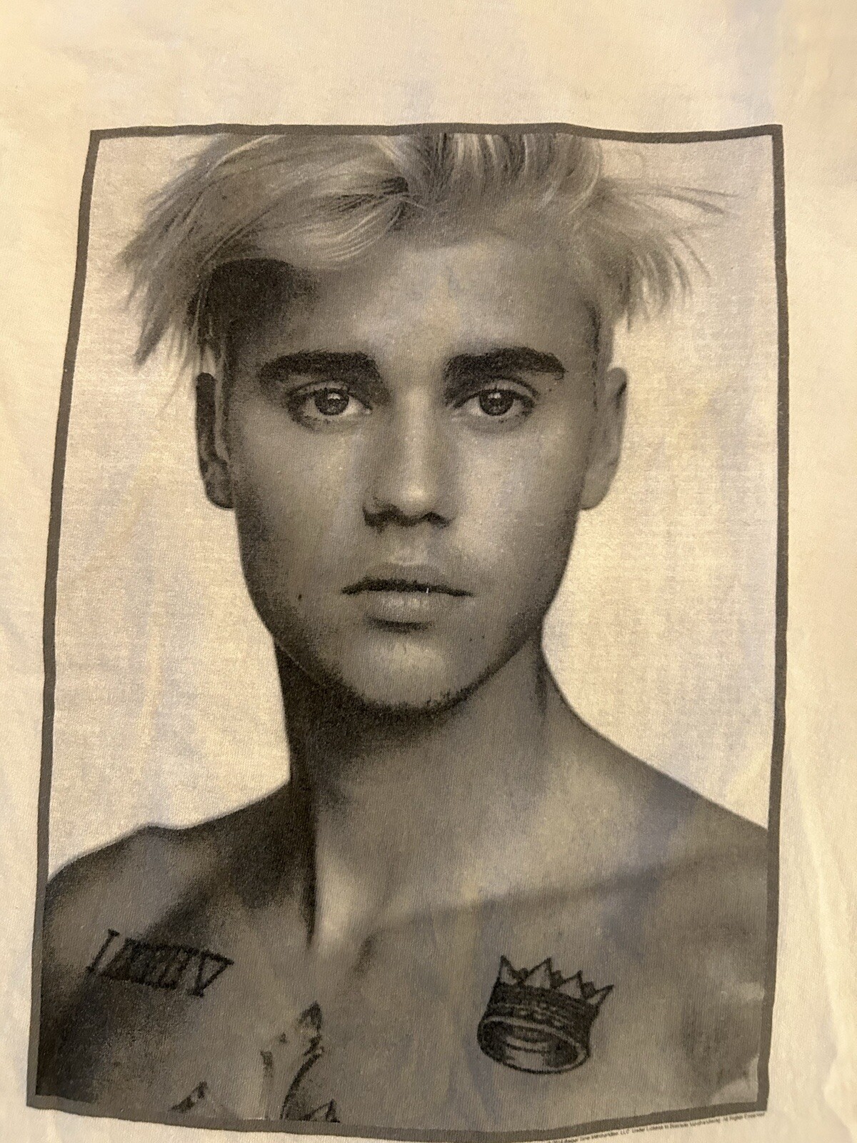 Justin Bieber Headshot Sorry -White Tee Shirt 100% Cotton Adult Size Small gallery
