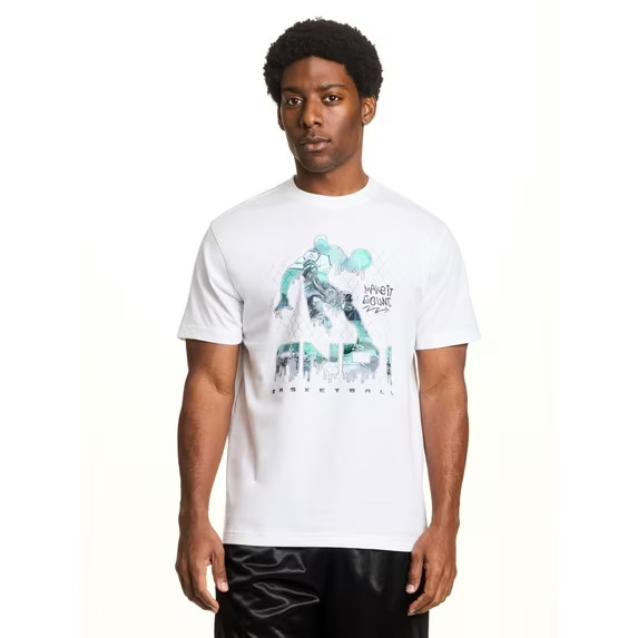 AND1 Men’s “Make It Count” Graphic T-Shirt, White Size 2XL