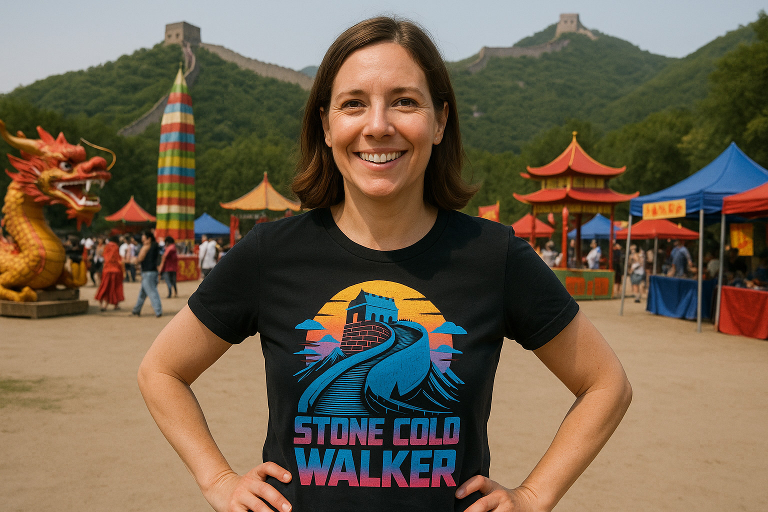 The Great Wall Of China T-Shirt - "Stone Cold Walker" Graphic Tee gallery