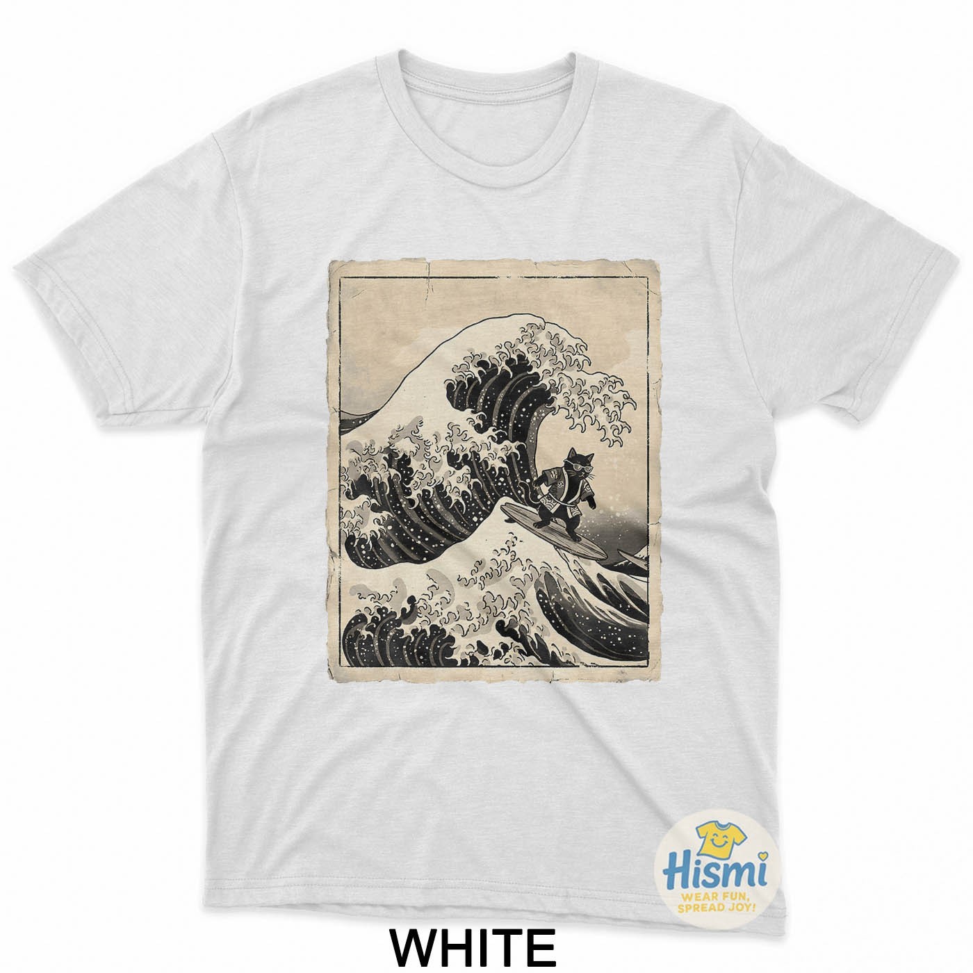 Funny Cat Surfing Japanese Art Kitten Anime Graphic Vintage T-Shirt gallery