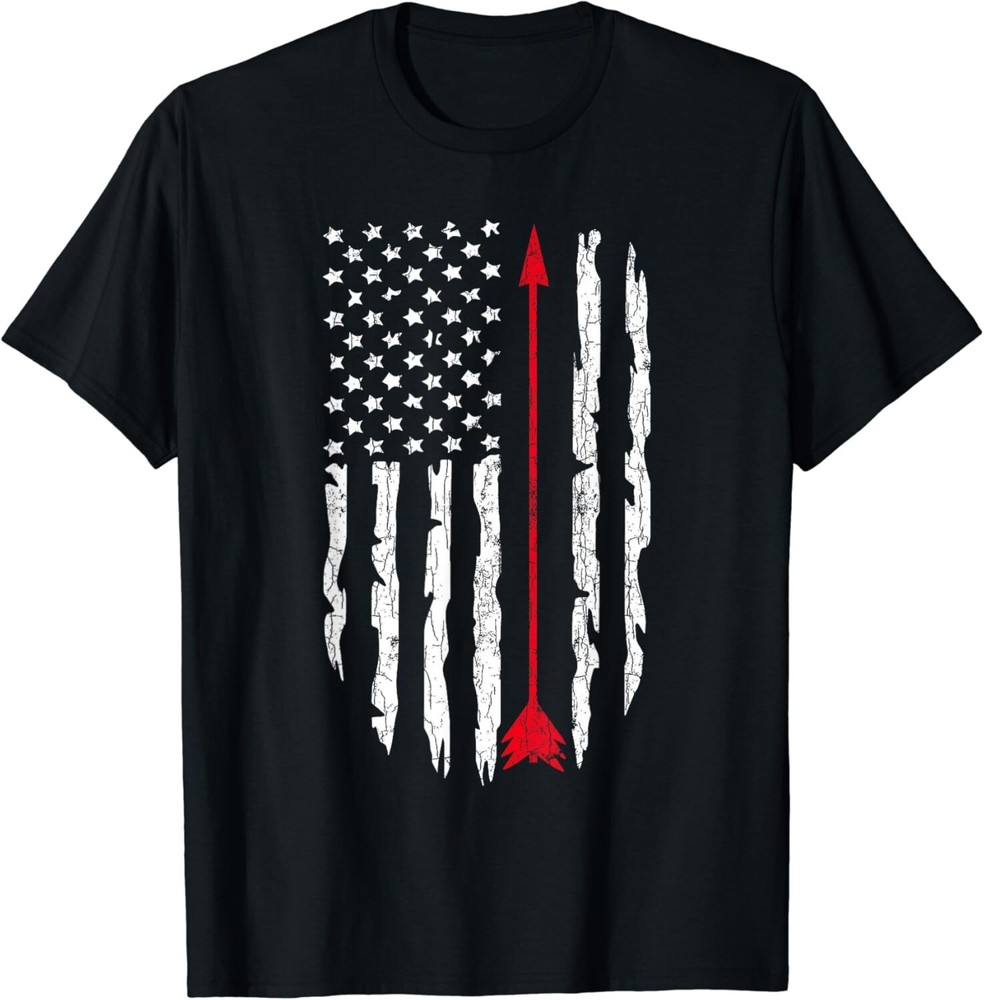 Vintage USA Flag Archery Funny Archer Arrow Graphic Gift Unisex T-Shirt