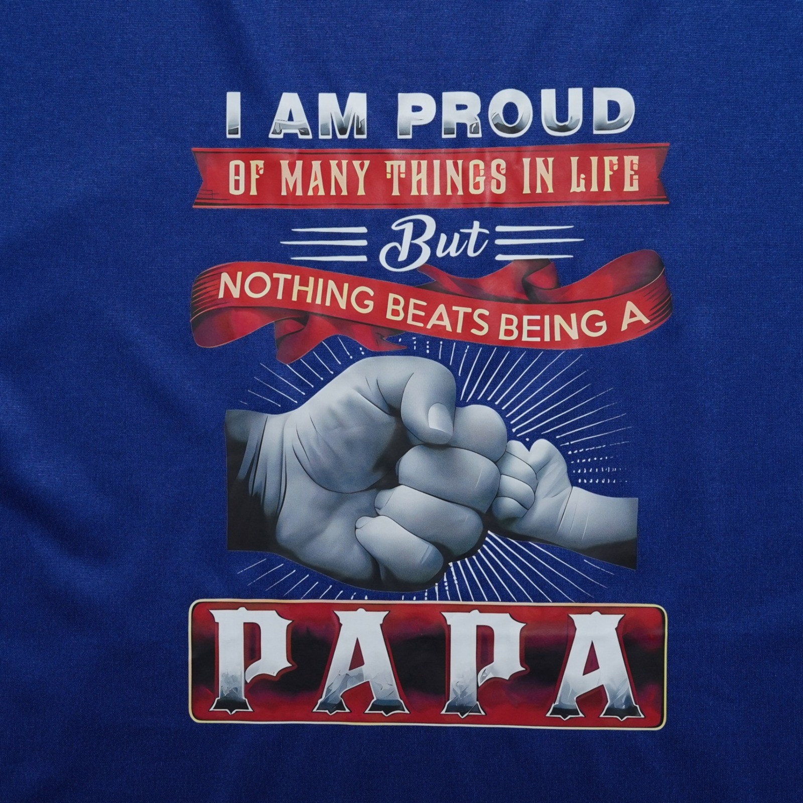 Papa Graphic T Shirt Mens 1XL Blue Fathers Day Dad Gift Fist Bump Tee gallery