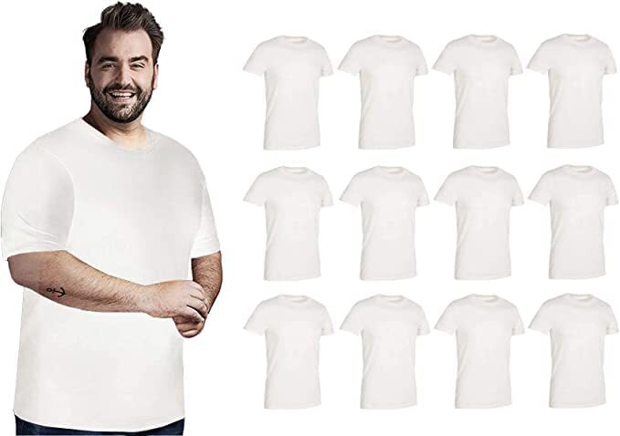 BILLIONHATS 12 Pack Men’s Cotton T-Shirt Bulk Big Tall Short Sleeve Lightweight