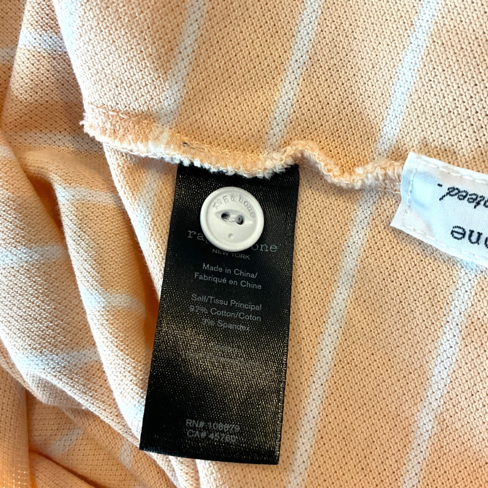 Rag & Bone Size M Polo Shirt Orange Striped Short Sleeve Collared Cotton Blend gallery