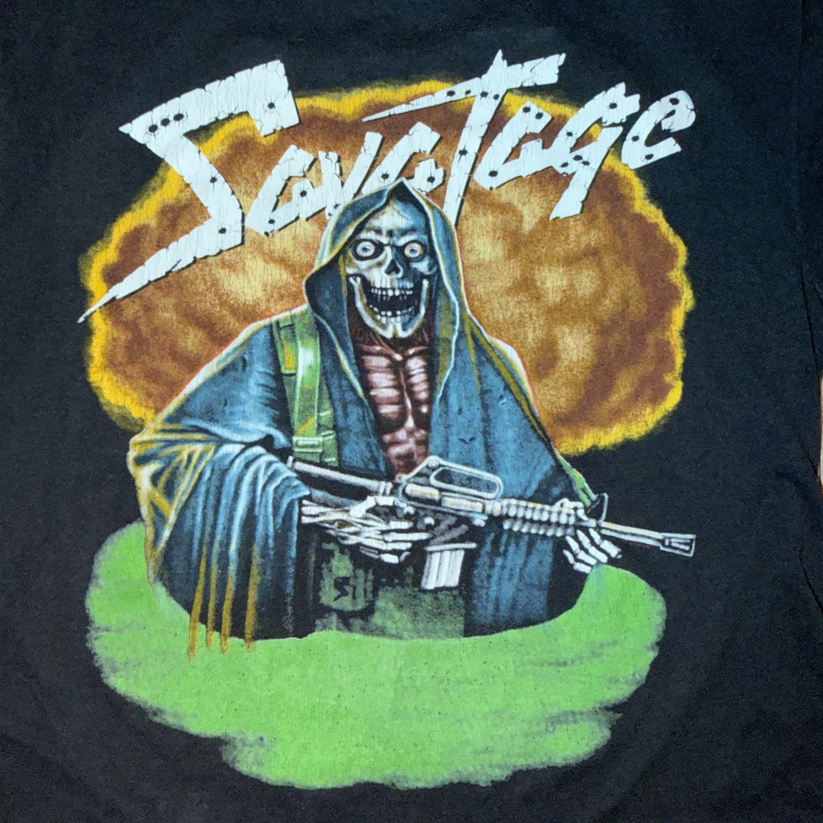 VNTG Savatage 90s North American Tour Heavy Metal TShirt Black Rare L 20x23 gallery