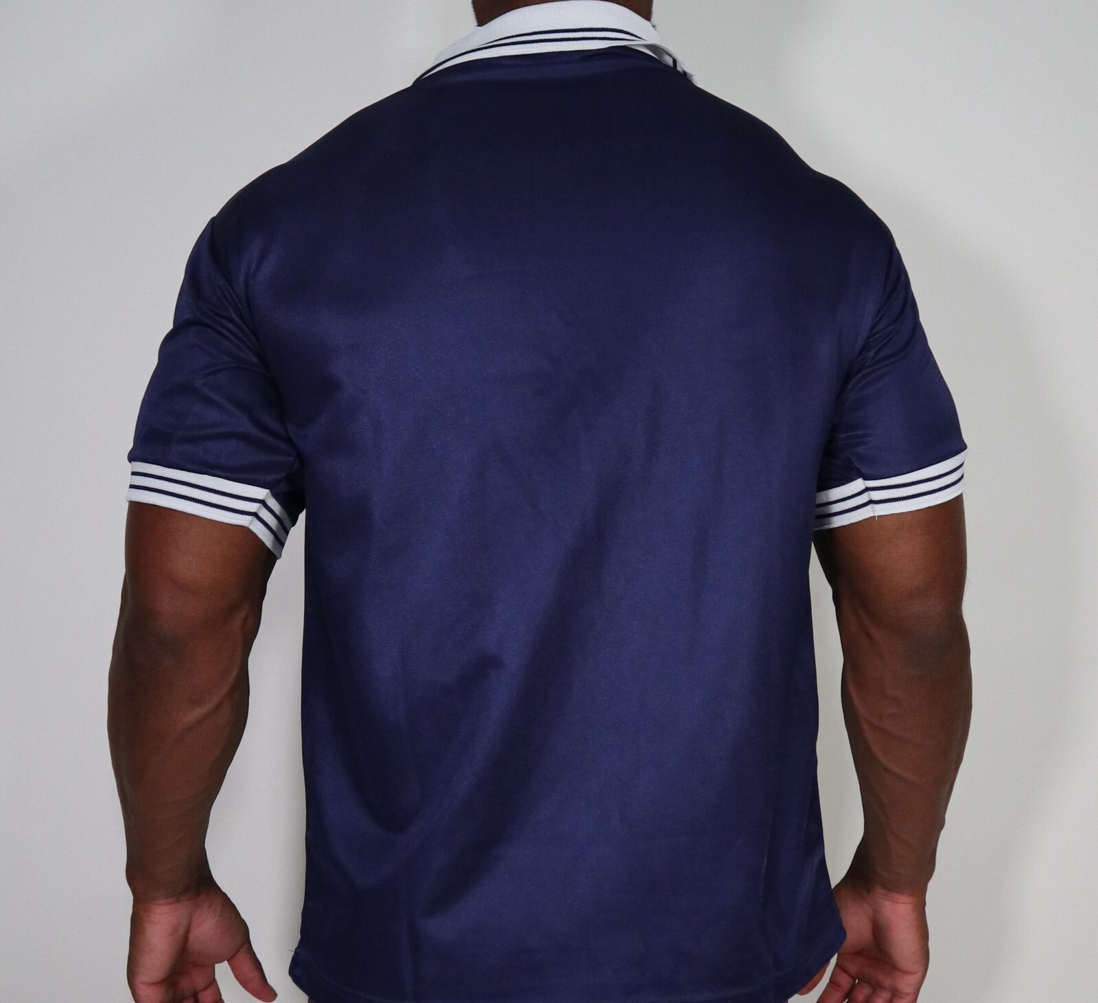 MEN'S DARK BLUE SHINY COLLARED SHIRT ADULT LARGE gallery