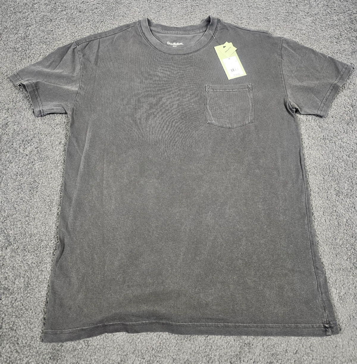 Men's Crew Neck T Shirt 2 PK Medium Black Charcoal Pocket Relaxed Fit Goodfellow gallery