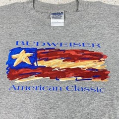 Gildan Graphic Tee sz L Gray Budweiser American Classic Beer Americana