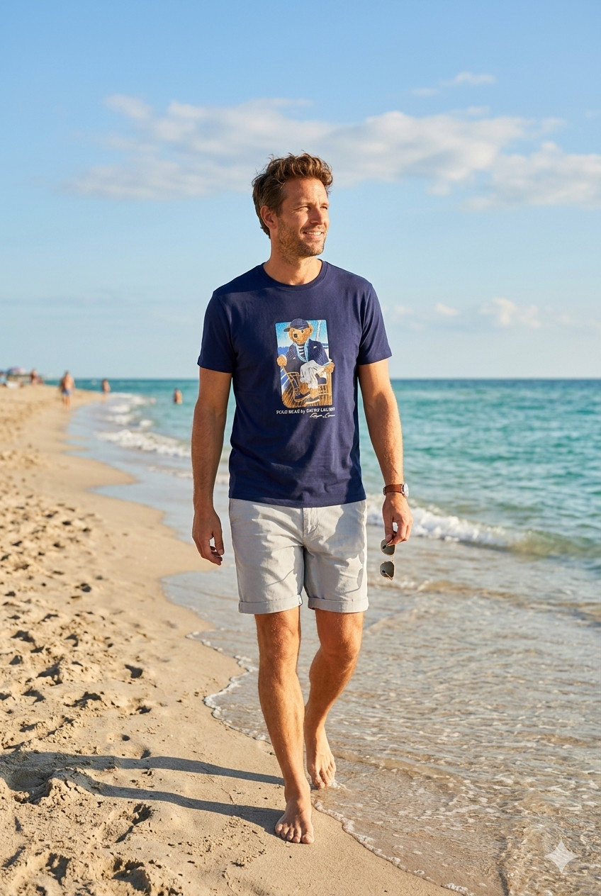*NEW* Men Polo Ralph Lauren Classic Fit Bear Graphic Tee NAVY (710B18547001) 👍 gallery