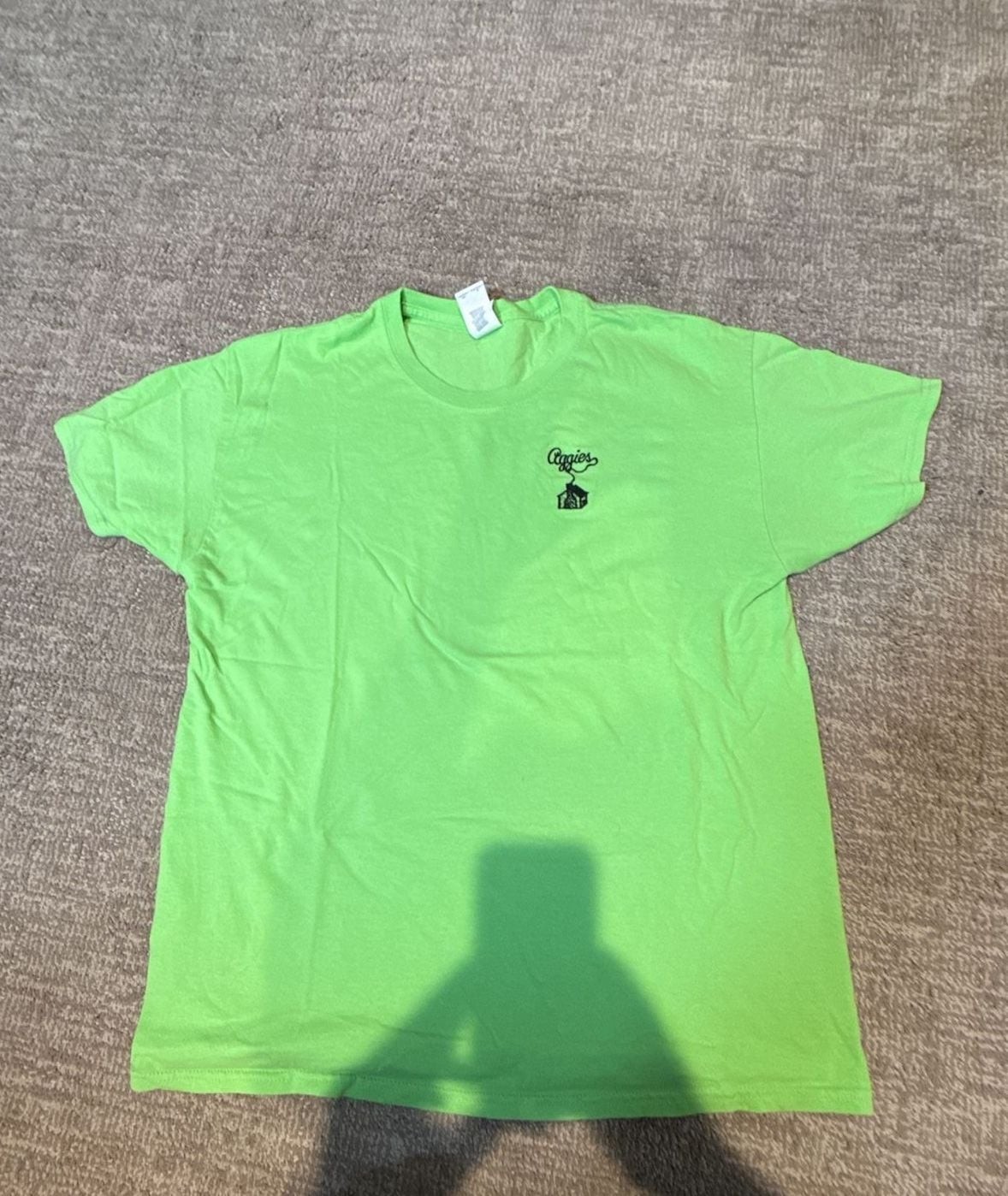 Neon Lime Green Aggies Embroidered Graphic T-Shirt Size L gallery