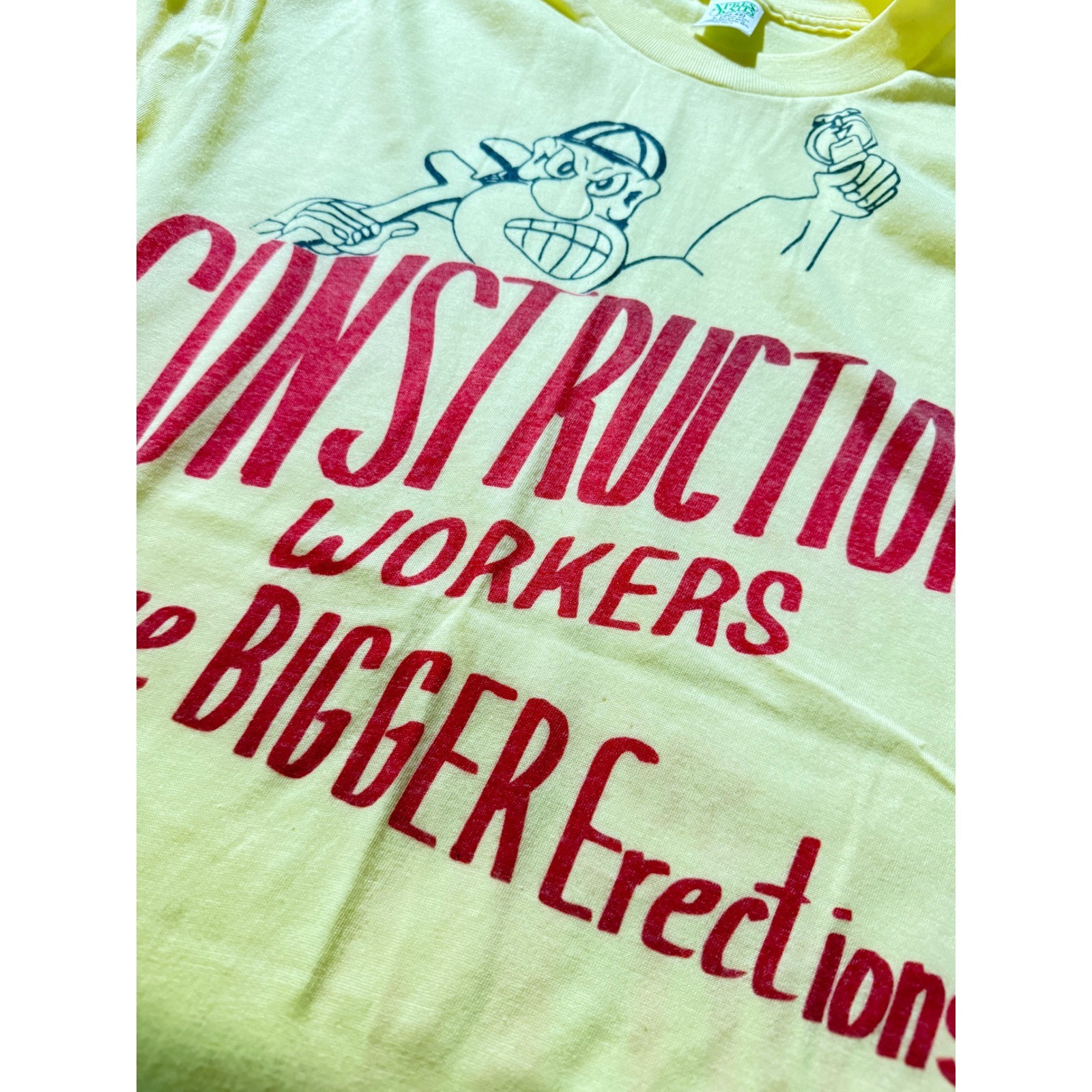 Vintage Single Stitch Construction Workers Have Bigger Erections T Shirt Mens L gallery