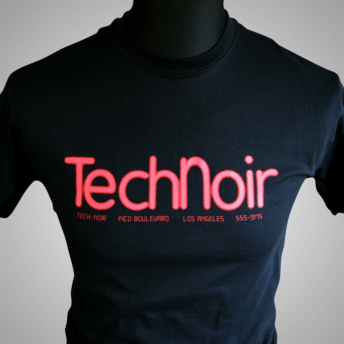 TechNoir T Shirt Retro Movie Horror Terminator Night Club Black