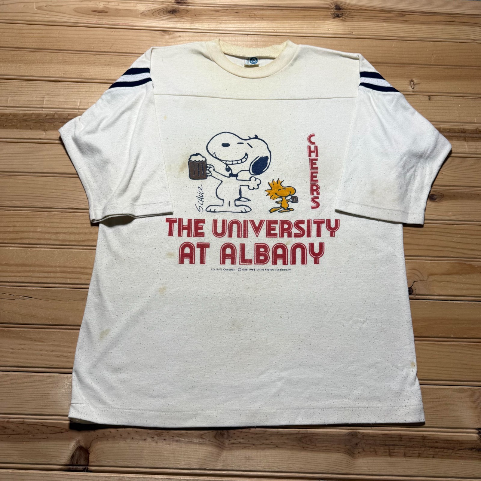 Vintage 80s University At Albany Peanuts Snoopy Woodstock Cartoon T-Shirt Medium