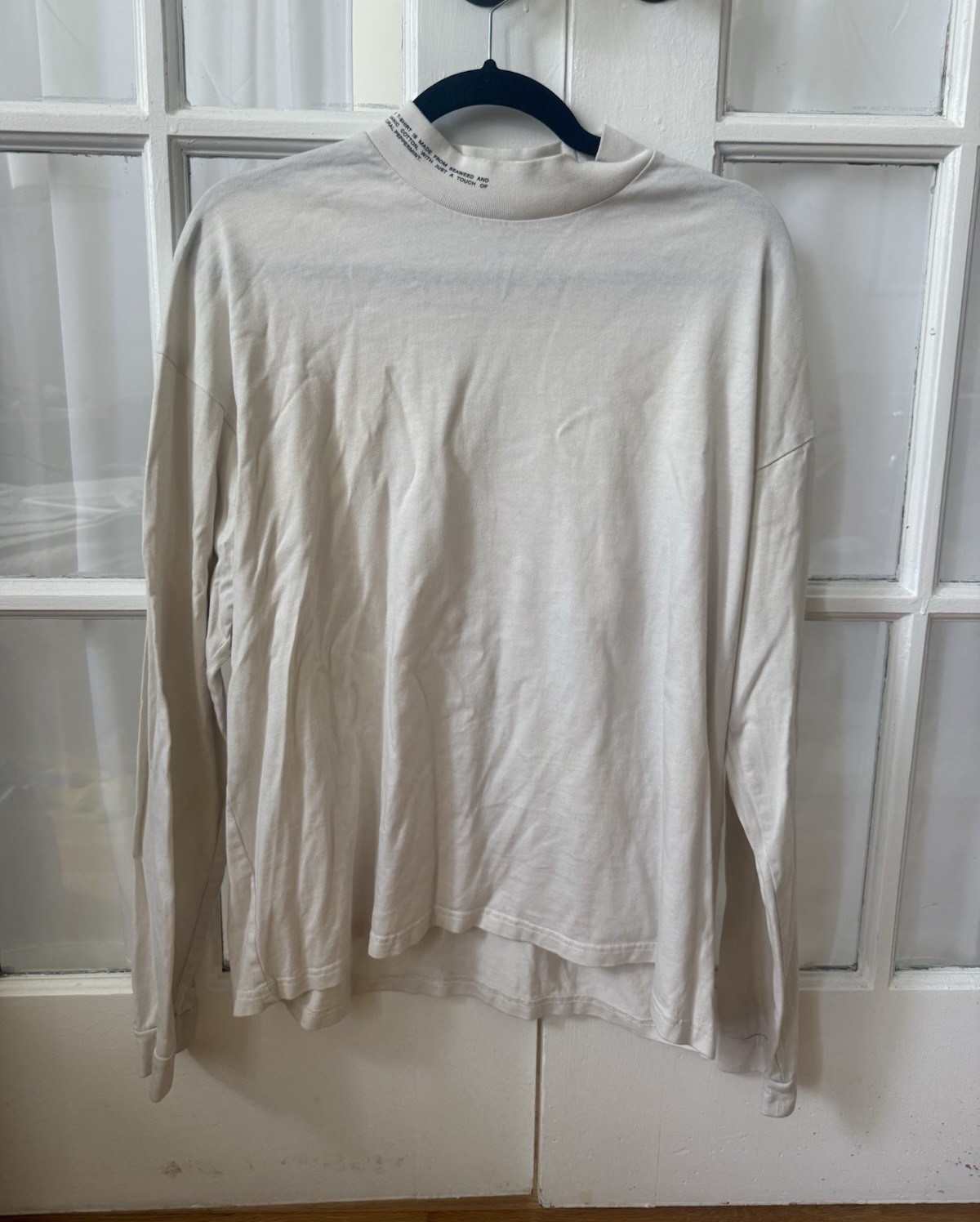 PANGAIA Men’s White Mock Neck Long Sleeve T-Shirt Organic Cotton Seacell gallery