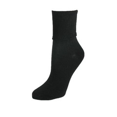 Women Plus Size Cotton Turn Cuff Sock Black Comfortable Soft Hosiery 1 PCS