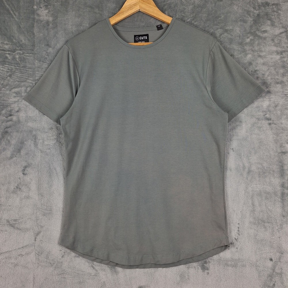 Cuts Shirt Large Gray Pyca Pro Curve Hem Casual Athletic Athleisure Stretch