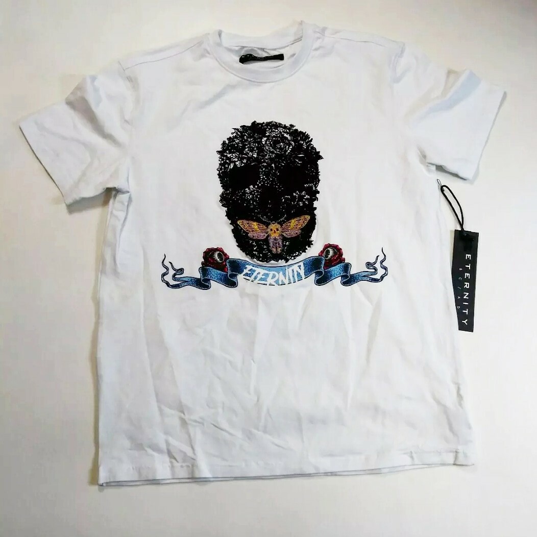 ETERNITY BC/AD men T-SHIRT size LARGE 100%AUTHENTIC white skull