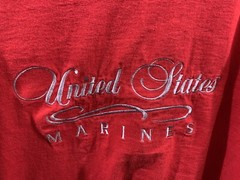 Vtg United States Marine Corps Script Logo T Shirt LARGE M.J. Soffe Semper Fi