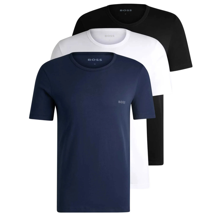 BOSS Mens T-Shirts Multicoloured 3 Pack Short Sleeve With Logo – Size XXL