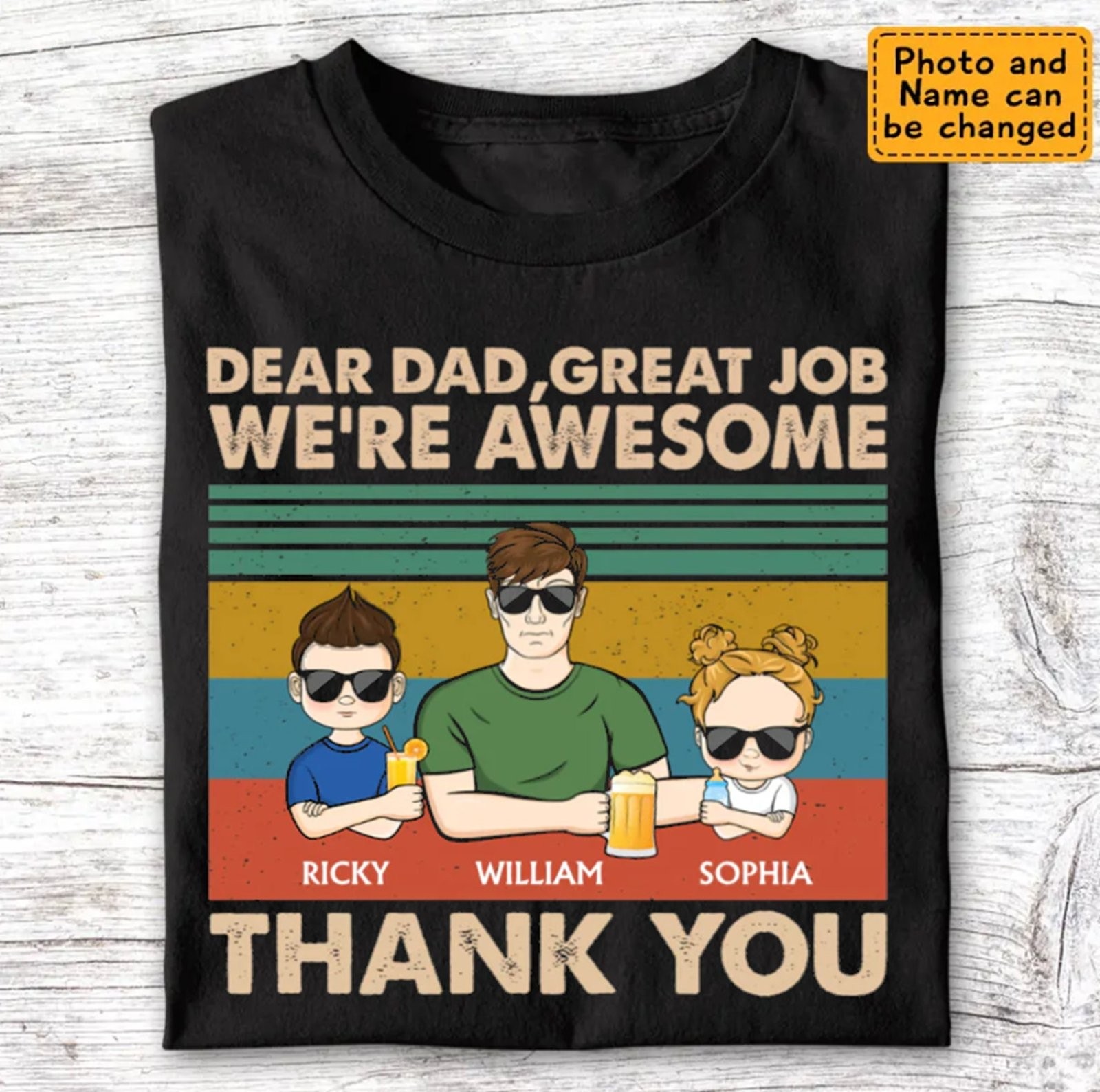 Funny Personalized Dad T-Shirt With Kids Names Custom Father Day Gift gallery
