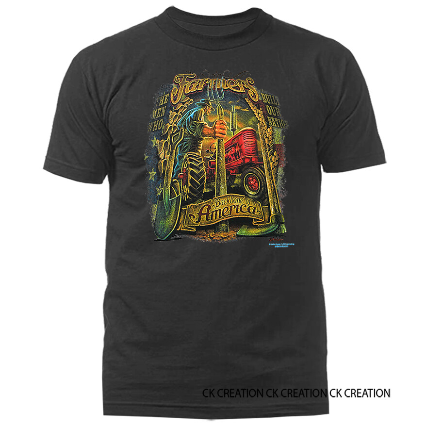 Farmers Backbone of America American Pride Patriot Patriotic Graphic T-shirt