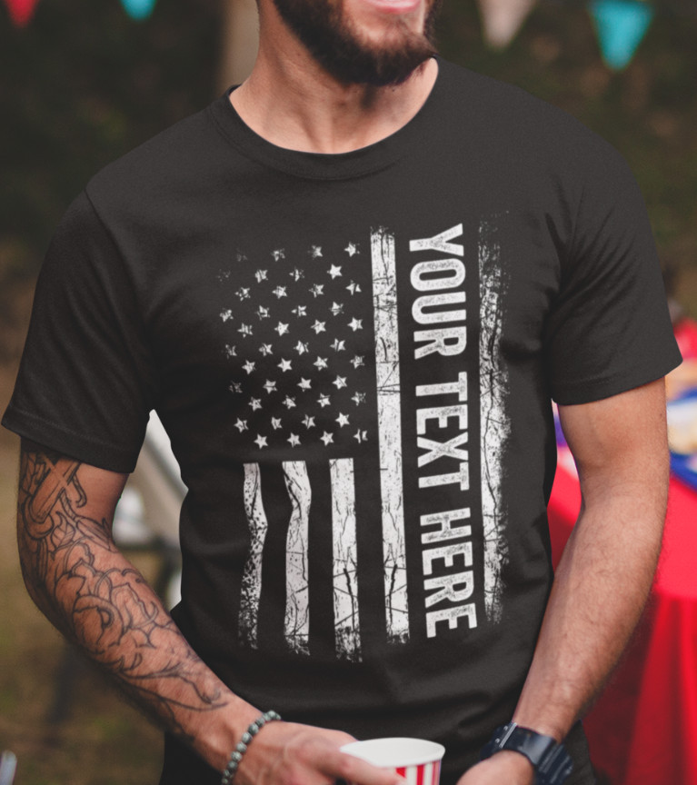 Custom Made Shirt USA Flag Patriotic Personalized T-shirt Your Own Printed Text gallery