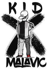 Kid Malavic Unisex Short Sleeve Kid Backwards Hat X White Graphic T-Shirt