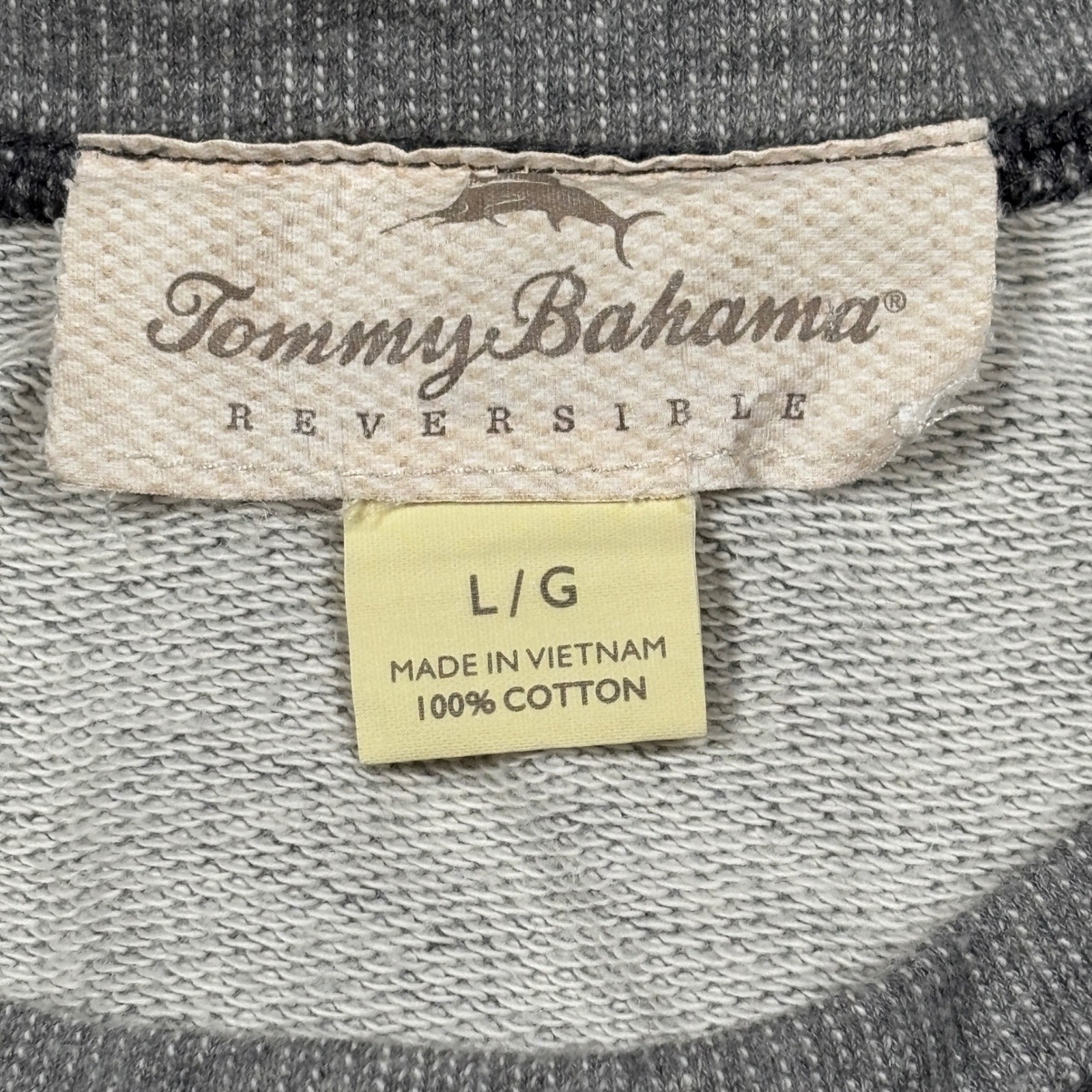 Tommy Bahama Reversible Shirt Mens Large Gray Waffle Knit Cotton Long Sleeve Tee gallery