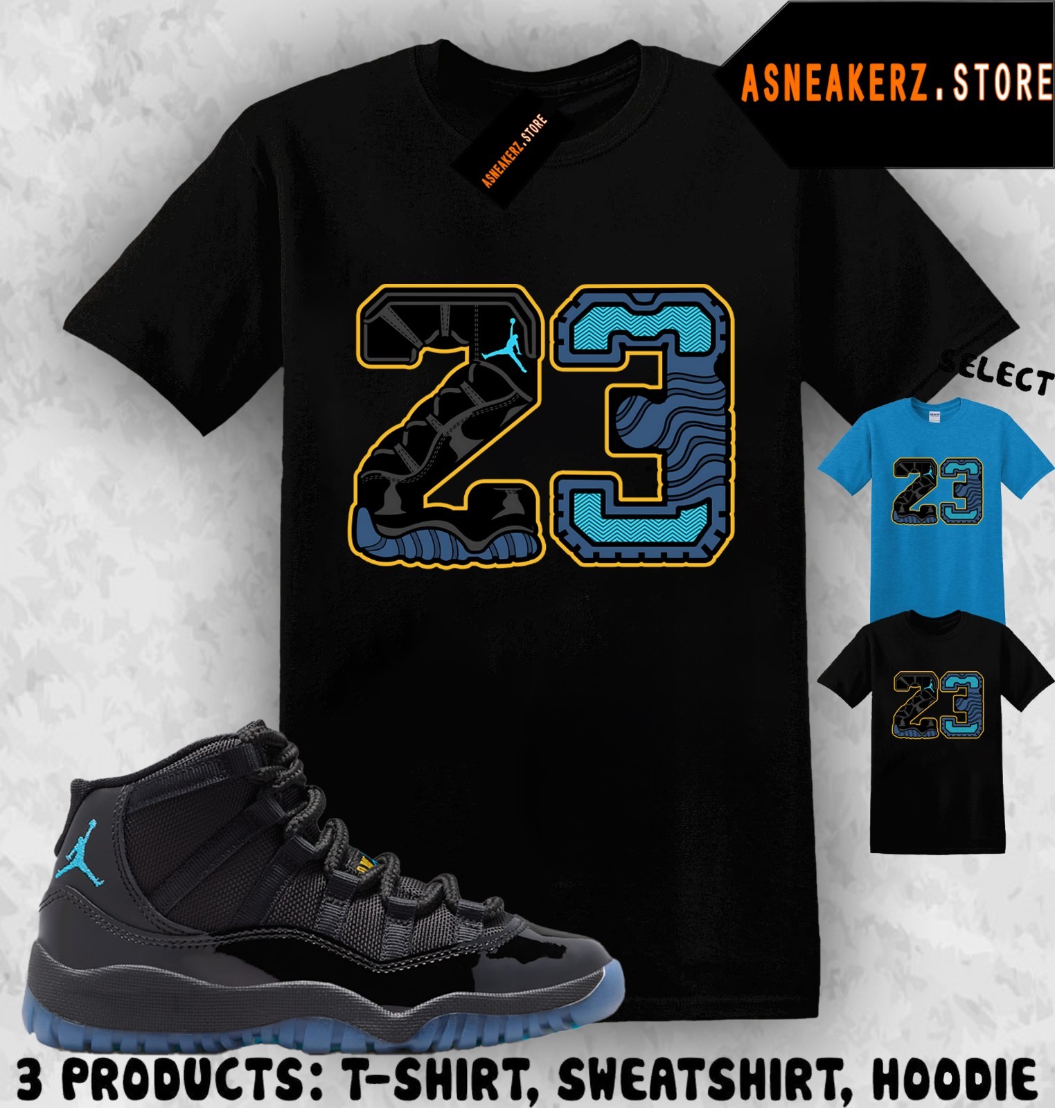 Tee Shirt Matching AJ 11 Gamma Blue 2025 Match Sneaker Retro Number 23 T-Shirt gallery