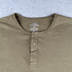 True Classic Henley Shirt Large Brown Casual Long Sleeve Pullover