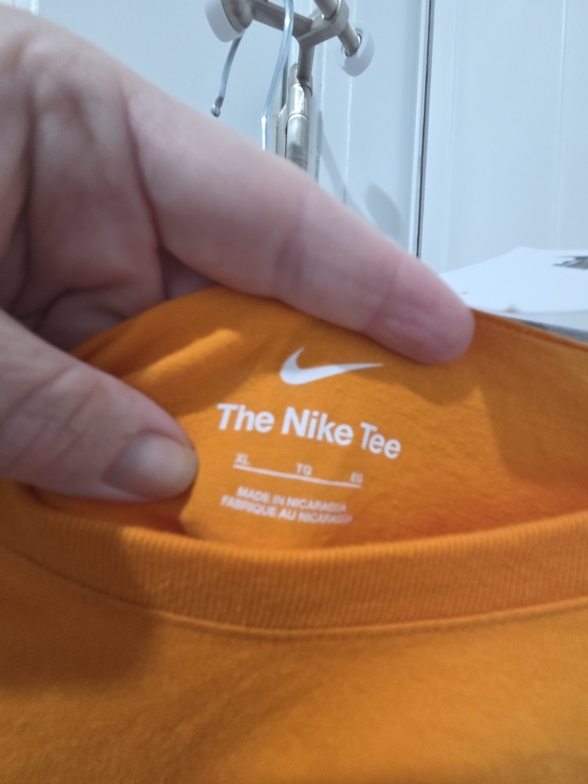 Nike The Nike Tee Men's XL Orange Graphic Logo Crew Neck Short Sleeve Cotton gallery