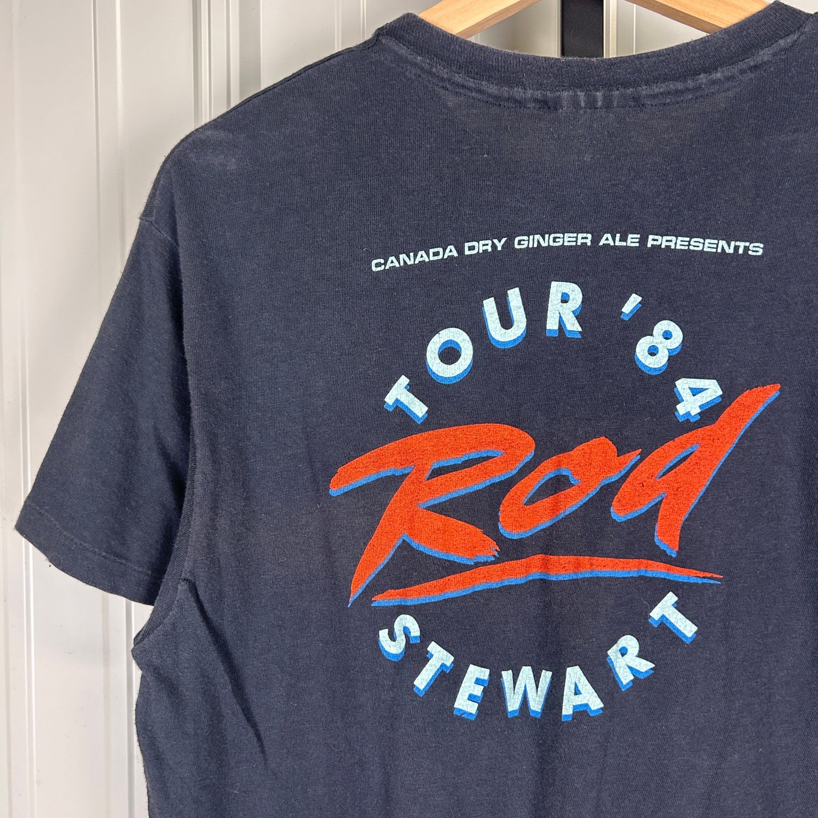 Rod Stewart 1984 Camouflage Tour Canada Dry Vintage Large Band Tee gallery
