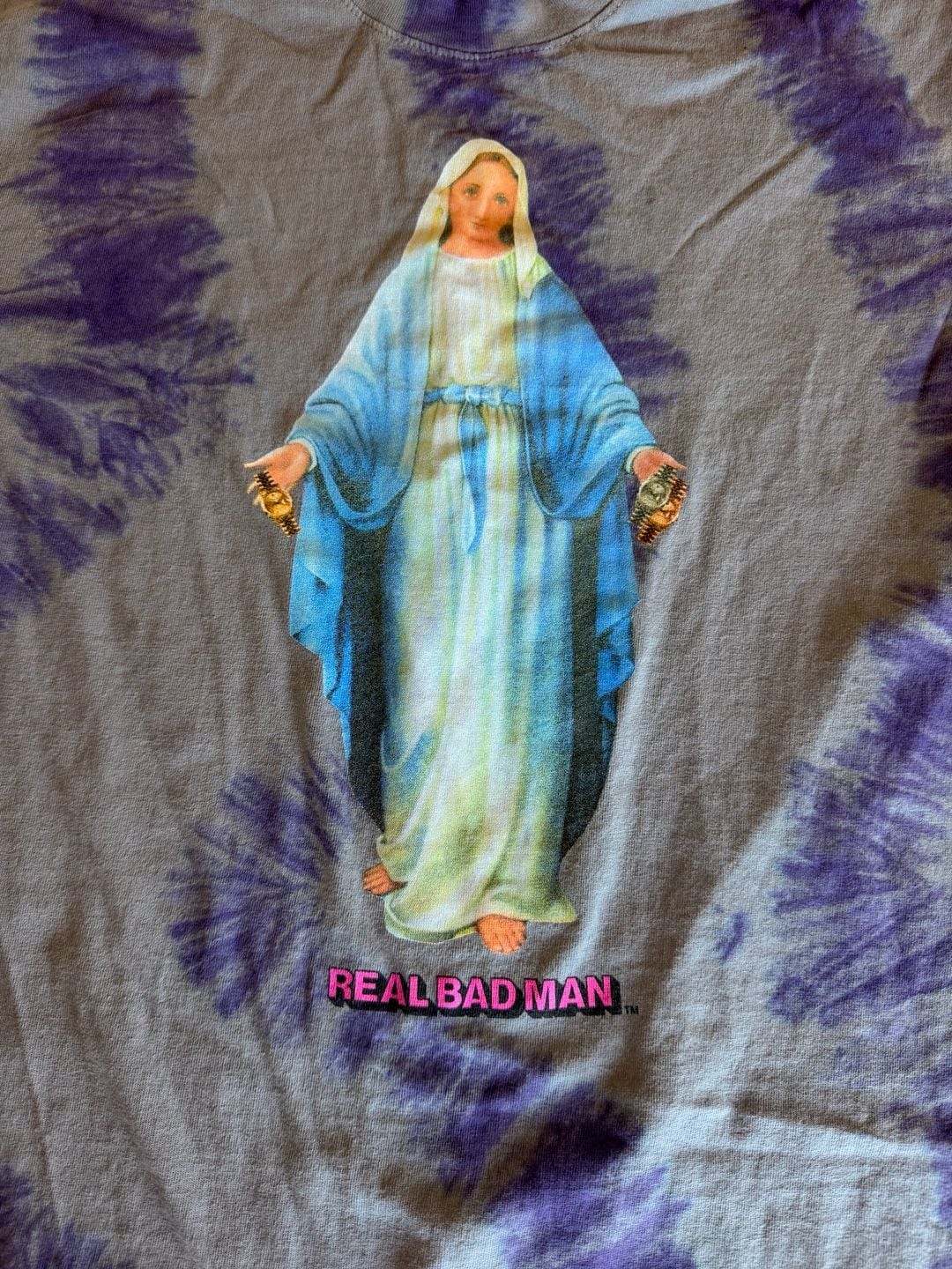 Real Bad Man Watch Seller Virgin Mary Tie Dye T-Shirt gallery