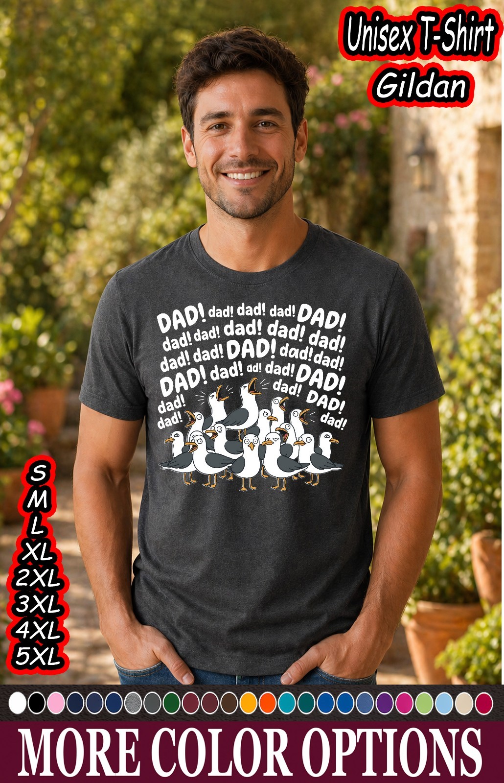 Funny Seagull Dad Shirt Fathers Day Gift Humor Graphic Tee gallery