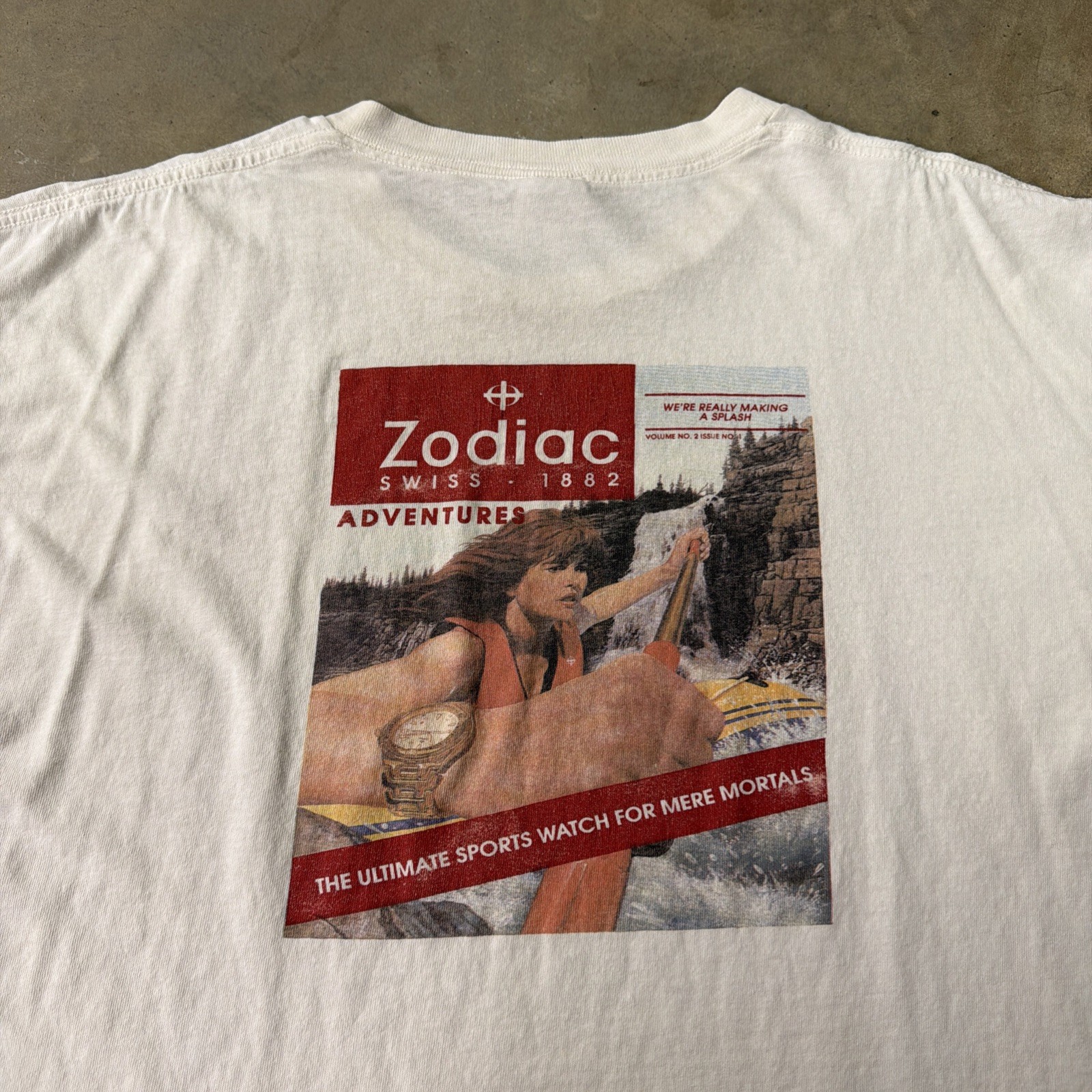 Vintage Watch Shirt Mens XL White 90s Zodiac Outdoors Nature RARE ACG Swatch USA